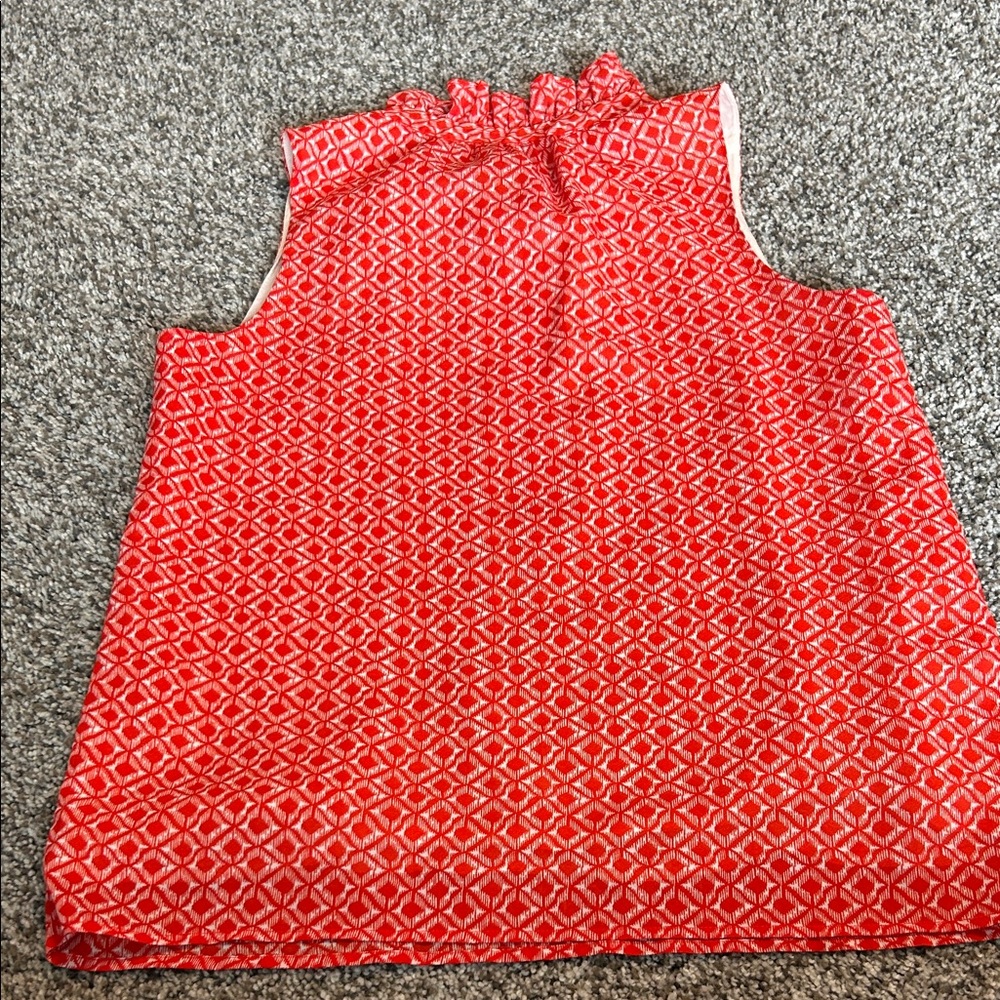 J Crew orange Sleeveless Patterned Blouse - image 6